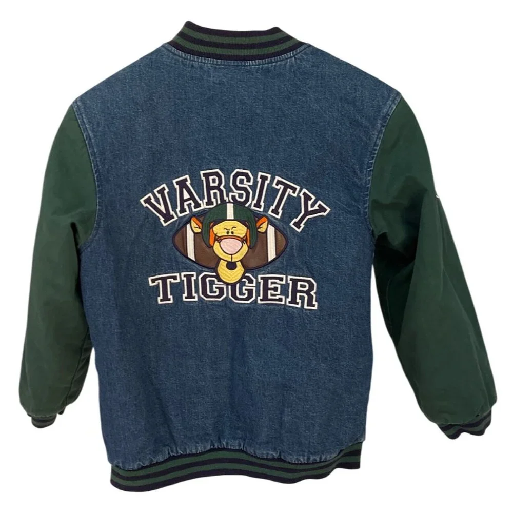 Vintage Disney Store Kids Varsity Jacket Size 10/12 Tigger Football 90s Y2K